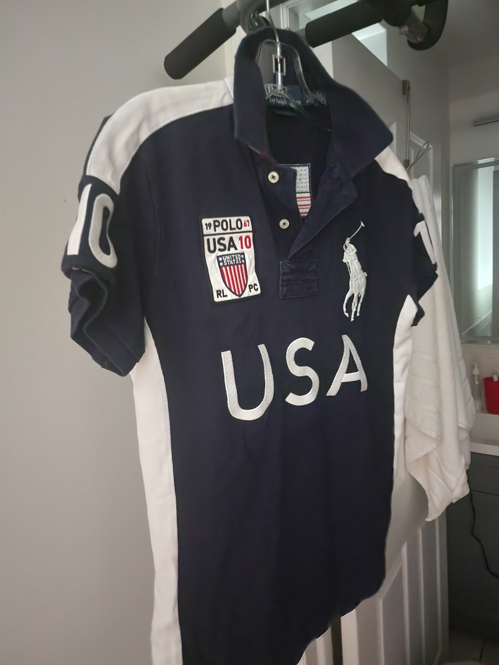 Ralph Lauren Navy and White USA Polo Shirt. Unisex. - Picture 2 of 10